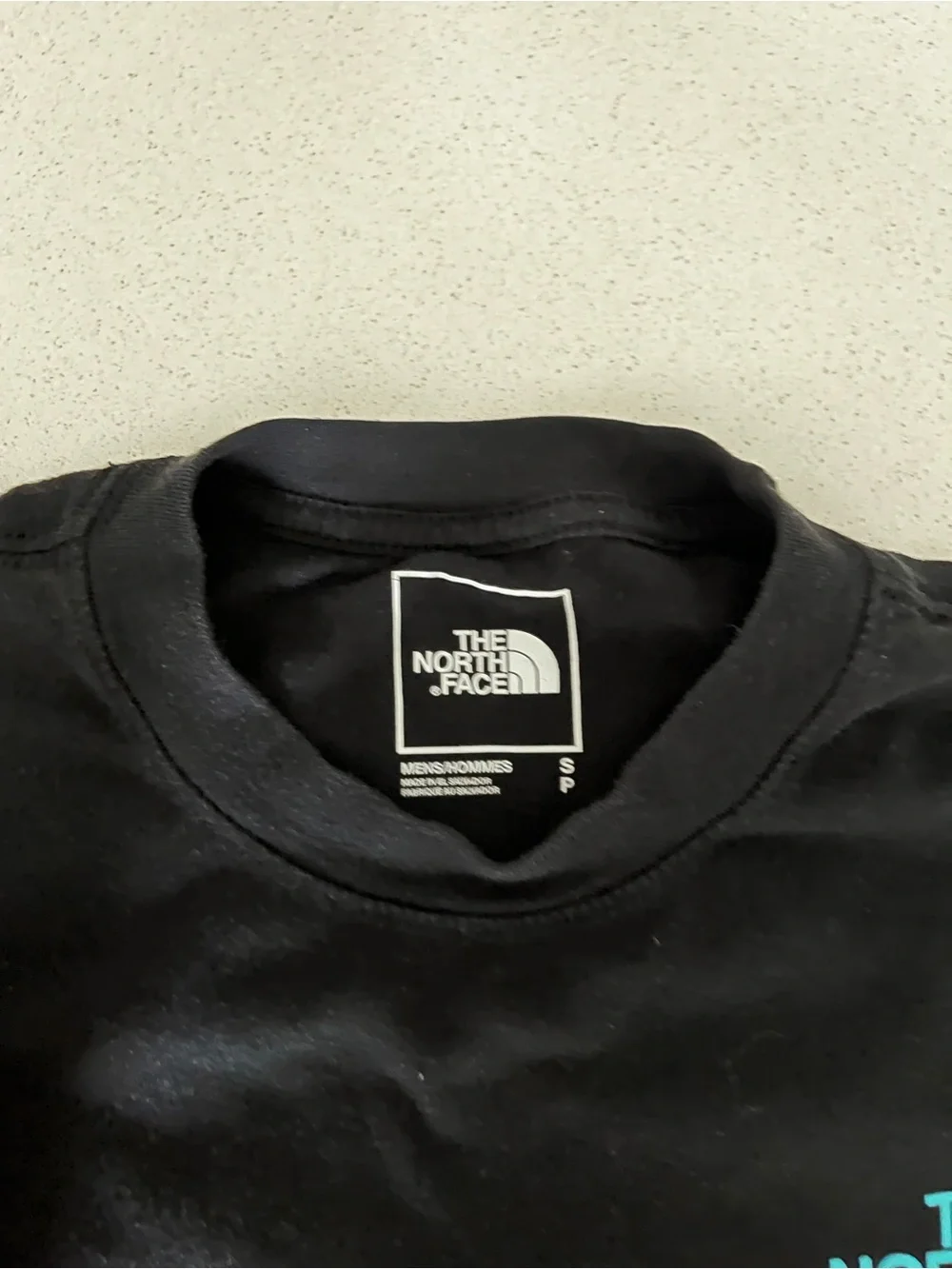 The North Face Black Tee with Teal Graphic 'Walls Are Meant For Climbing'